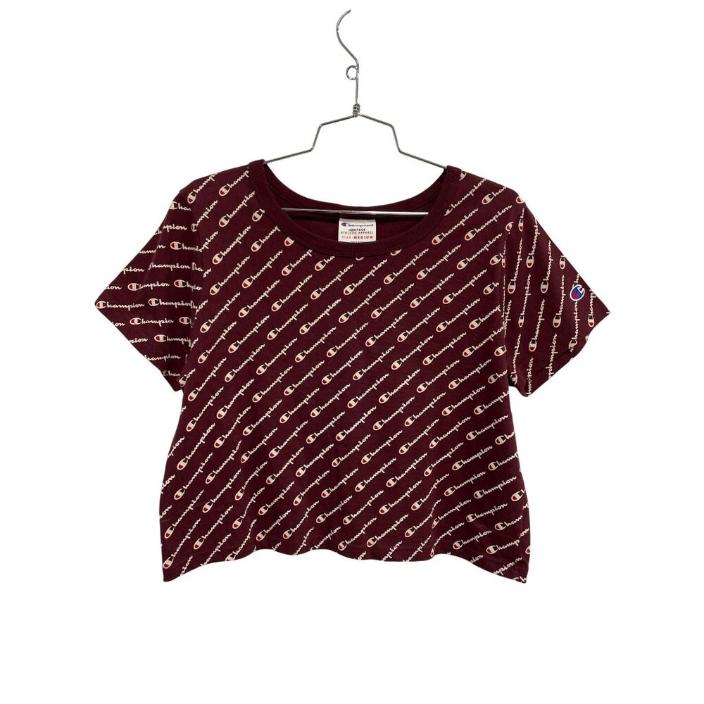 Champion Heritage Cropped Top Size Medium Short Sleeve Athletic Apparel Burgundy